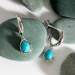 Pebble Azure Gemstone Hoop Drop Earrings