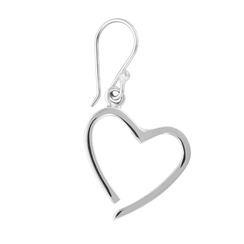 Silver Tilted Heart Earrings