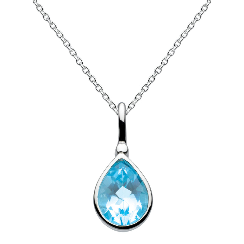 Silver Blue Topaz Pendant and Chain